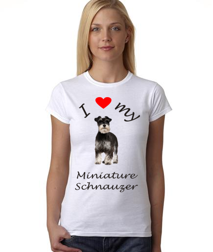 Dogs - I Heart My Miniature Schnauzer on Womans Shirt